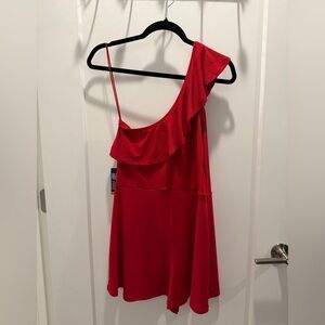 NWT Express Red One-Shoulder Romper